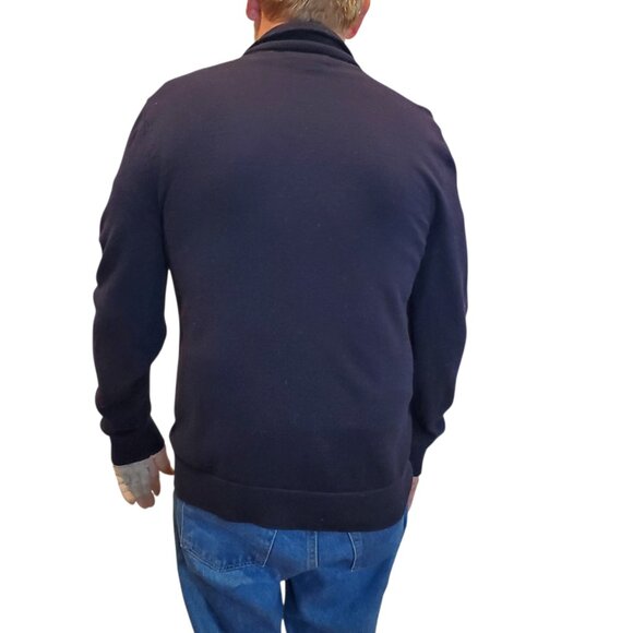 CALVIN KLEIN SZ XL Men's Extra Fine Merino Wool Zip Front Cardigan Sweater Navy - Picture 5 of 9